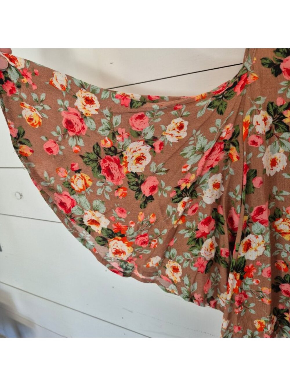 Umgee Women's Floral Cold Shoulder Tunic Dress With Lace Hem Size M - Picture 4 of 8